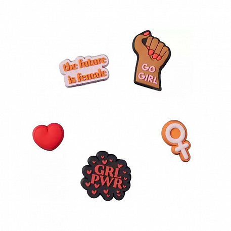 Украшение для обуви Crocs Grl Pwr Pin Backer 5 Pack