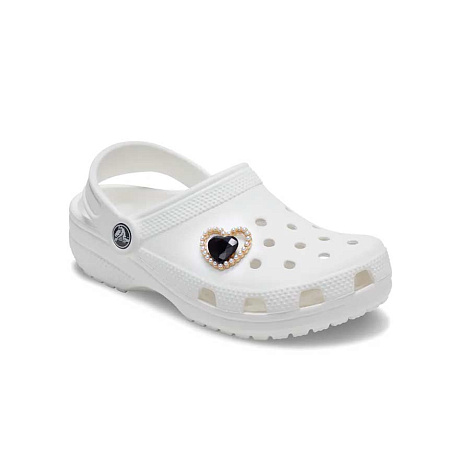 Украшение для обуви Crocs Black Gem Pearl Heart