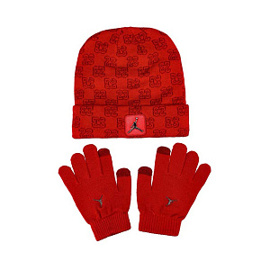 Набор: шапка, перчатки Jordan Monogram Beanie Set Gym Red