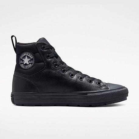 Converse leather black high deals