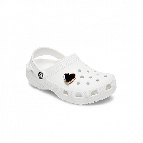 Украшение для обуви Crocs Black Heart with Gold Outline